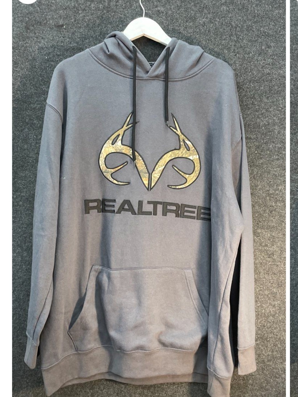 NWT! Realtree Gray Pullover Hoodie with Gold Camo Logo